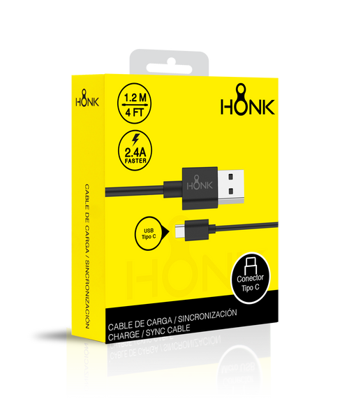 CABLE HONK USB A TIPO C NEGRO MINI
