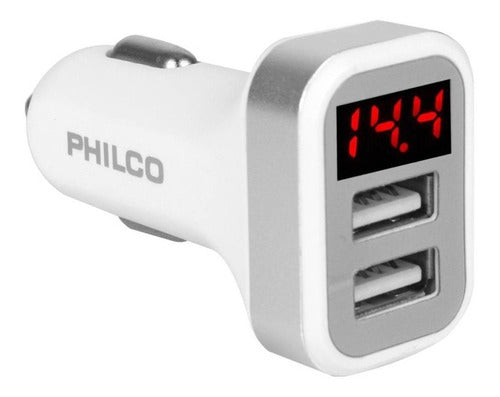 Cargador Auto Doble Usb Pantalla Led Philco LD31A