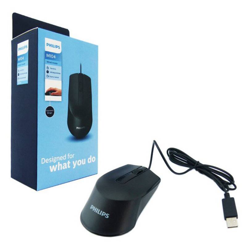 MOUSE PHILIPS CON CABLE USB 3 BOTONES M104