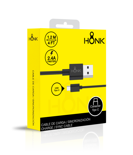 CABLE HONK USB A TIPO C NEGRO MINI