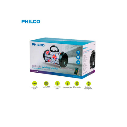 PARLANTE BAZOOKA BLUETOOH UK CON LUZ PX64K PHILCO