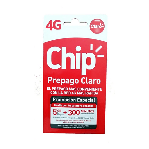 Chip claro 5gb + 300 Minutos