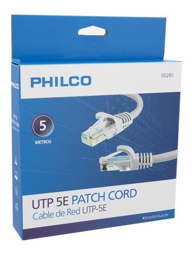 Cable De Red Utp 5e 5metros Philco Patch Cord
