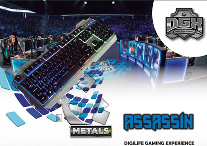 TECLADO GAMER DGX ASSASSIN METALICO