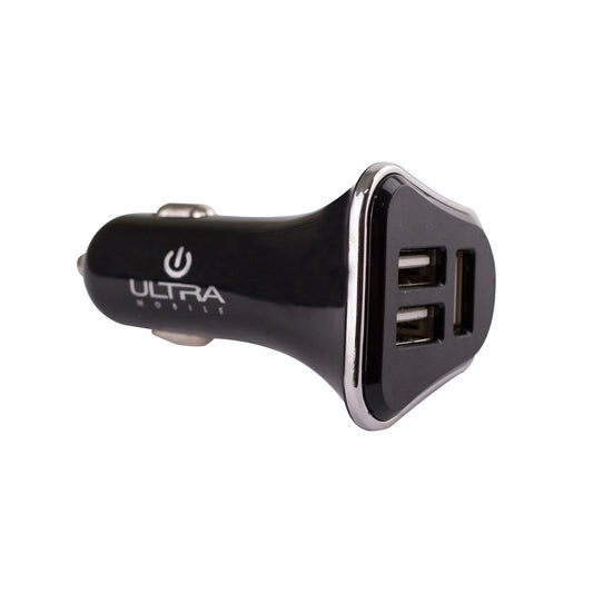 Cargador Auto 3 Usb Negro Ultra